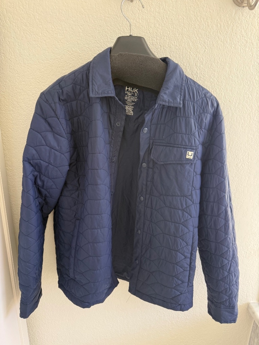 Huk Lightweight Mens Scale Shacket - Small Navy